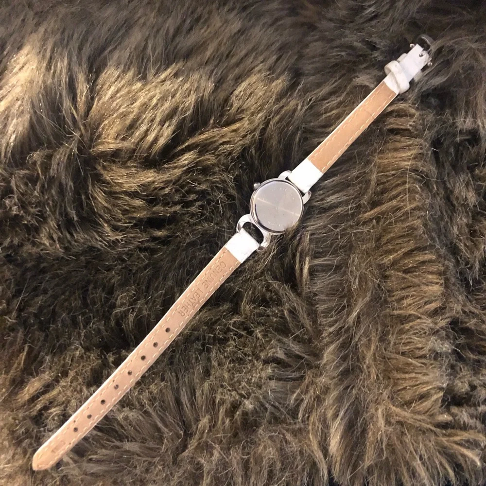 Ladies Diamond white genuine leather watch
